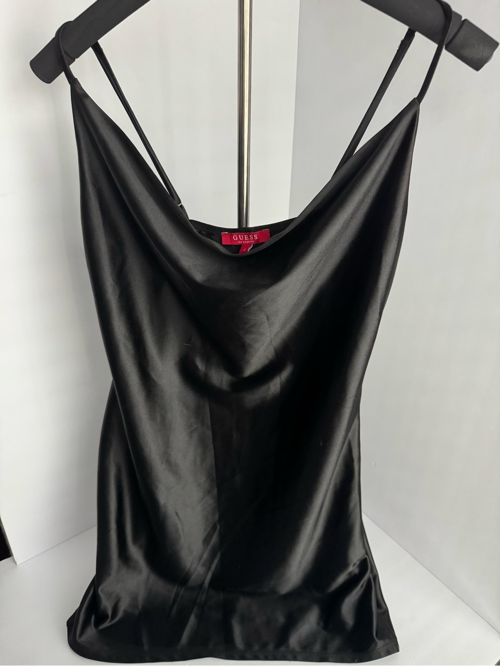 GUESS Los Angeles Black Satin Mini Dress Black Small NWOT